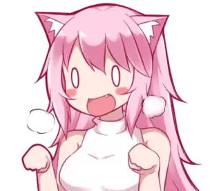 😆 Anime, Neko, Kawaii, Mignon, Cheveux roses, Dessin animé telegram sticker