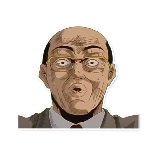 😨 Anime, Manga, Expresión, Hombre, Gafas, Dibujos animados whatsapp sticker
