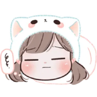 😑 ... Cartone animato, Carino/a, Ragazza, Assonnata, Kawaii whatsapp sticker