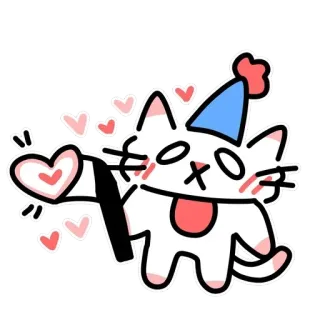 ❤️ gatto, cuore, amore, cartone animato, carino, festa, compleanno telegram sticker