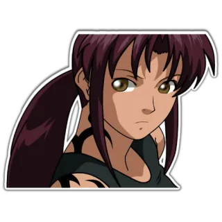 🥴 Revy Black Lagoon Anime, Donna, capelli rossi, tatuaggio, Revy, Black Lagoon telegram sticker