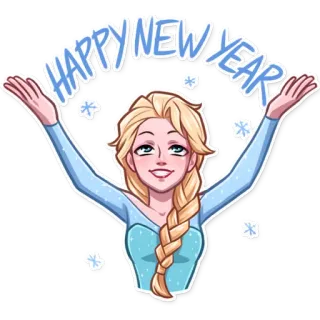 🎉 Elsa Frozen HAPPY NEW YEAR Elsa, Disney, Frozen, Año Nuevo, Celebración, Invierno whatsapp sticker