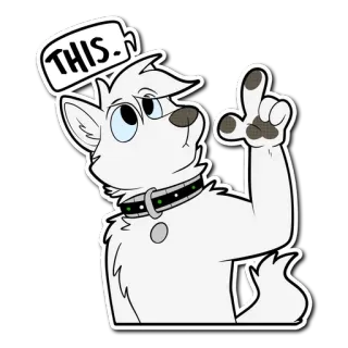 👆 THIS hond, wijzend, sticker, wit, harig telegram sticker