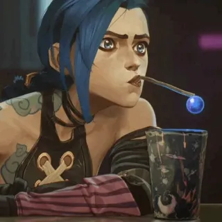 ❄️ Jinx Arcane 징크스, 아케인, 리그 오브 레전드, 파란 머리, 캐릭터 telegram sticker
