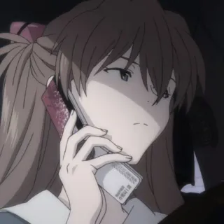 🍣 Asuka Langley Sohryu Evangelion anime, woman, girl, phone, manga telegram sticker