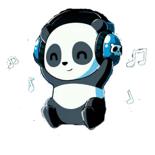 🎧 パンダ, ヘッドホン, 音楽, 漫画, 動物 telegram sticker