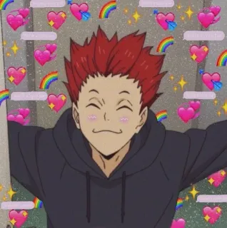 🍁 Tendō Satori Haikyuu!! อนิเมะ, หัวใจ, รุ้ง, มีความสุข, เทนโด ซาโตริ, ไฮคิว!! telegram sticker