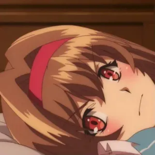 😡 anime, gadis, berbaring, mata merah telegram sticker