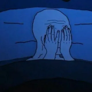 😭 슬픔, 울음, 밈, wojak, 잠, 침대 telegram sticker