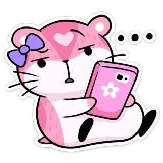 ❓ ooo hamster, fofo, animal, desenho animado, rosa, telefone, adesivo telegram sticker