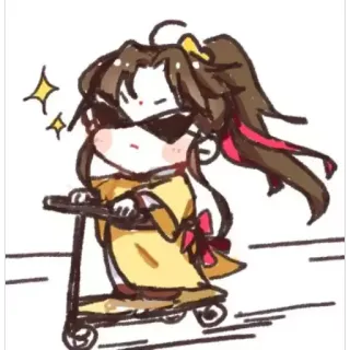 😎 chibi, scooter, sunglasses, cute, cartoon telegram sticker