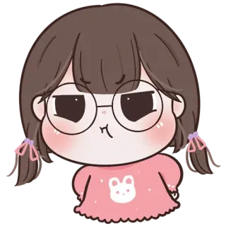 🧚‍♀ dibujo animado, chica, lindo, gafas, coletas, kawaii, pegatina telegram sticker