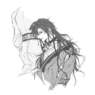😏 anime, personage, rode ogen, lang haar, man telegram sticker