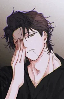 ✔️ Anime, Hombre, Personaje, Ilustración, Retrato telegram sticker