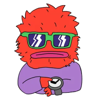 🕔 kreskówka, postać, potwór, okulary, czas, zegarek telegram sticker