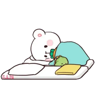 🛌 S_i_Bi 熊, 睡觉, 恐龙, 卡通, 可爱, 动物 telegram sticker