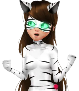 ✊ Мультфильм, Персонаж, Белый тигр, Леди Баг и Супер-Кот telegram sticker