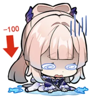 😣 Sangonomiya Kokomi Genshin Impact -100 Anime, Gaming, Personaje, Genshin Impact, Kokomi, Negativo, Triste, Chibi telegram sticker