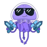😎 ubur-ubur, kacamata hitam, pixel art, kartun, makhluk laut telegram sticker