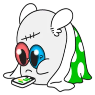 📱 Dessin animé, Personnage, Autocollant, Mignon, Art numérique, Fantôme, Endormi telegram sticker