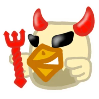 😈 teufel, huhn, cartoon, wütend, tier, mistgabel telegram sticker
