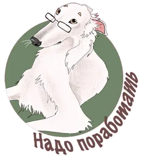 🤓 Надо поработать chien, lunettes, russe, barzoï, mème telegram sticker