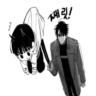 😡 째릿! manga, anime, black and white whatsapp sticker