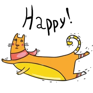 😂 chat, animal, dessin animé, orange, jaune, autocollant telegram sticker