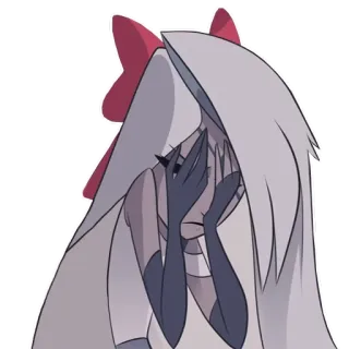 🤦‍♀ Vaggie Hazbin Hotel Kartun, Anime, Menangis, Sedih, Gadis telegram sticker