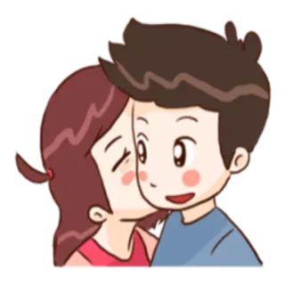 💏 Dessin animé, Amour, Couple, Baiser, Romance telegram sticker