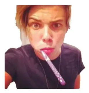 👅 person, toothbrush, selfie, portrait, young adult, expression, facial expression telegram sticker