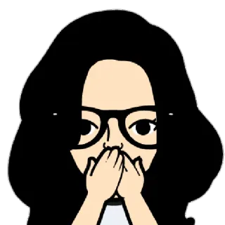 🙊 Dessin animé, Personne, Femme, Lunettes, Surpris, Choqué telegram sticker