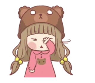 🤦 Desenho animado, Urso, Menina, Fofo, Sonolento telegram sticker
