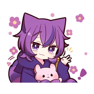 😏 Anime, Kawaii, Mignon, Sticker, Oreilles de chat, Dessin animé, Chibi telegram sticker