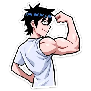💪 Anime, Músculos, Hombre, Personaje, Fuerte telegram sticker