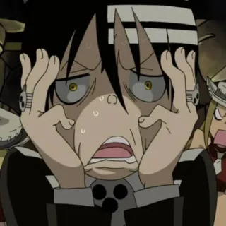 😩 Death the Kid Soul Eater anime, kid, symmetry, death, scared, horror telegram sticker