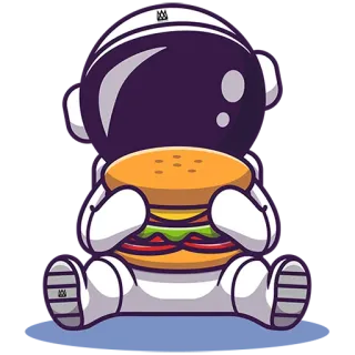 🍔 астронавт, бургер, космос, еда, шлем, мультфильм telegram sticker