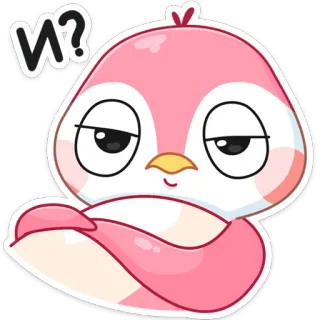 ❓ и? bird, cute, pink, sticker, question telegram sticker