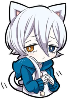 😓 kot, anime, manga, chibi, kawaii, słodki, postać, fanart telegram sticker
