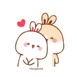 💕 conejo, lindo, amor, dibujos animados, abrazo, amistad whatsapp sticker