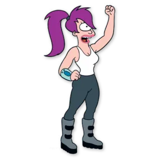 🙏 Turanga Leela Futurama Leela, Futurama, un occhio, cartone animato, capelli viola, donna telegram sticker