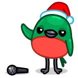 🎤 鳥, クリスマス, サンタ帽子, マイク, ホリデー, かわいい, 漫画, お祝い telegram sticker