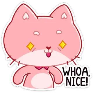 🤩 WHOA, NICE! кот, милый, розовый, блеск, вау, круто telegram sticker