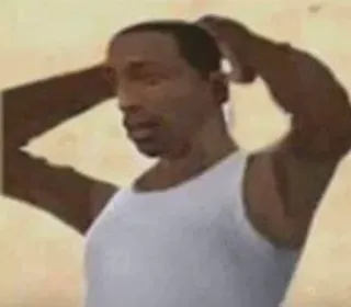 😦 CJ Grand Theft Auto: San Andreas cj, grand theft auto, san andreas, видеоигра, персонаж telegram sticker