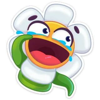 😂 fleur, emoji, pleurer, content, plante telegram sticker
