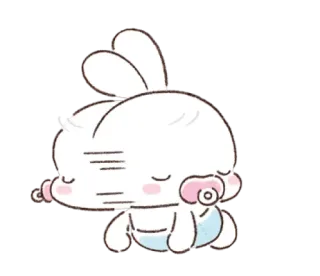 🐰 süß, Hase, Schnuller, Baby, schläfrig, Cartoon telegram sticker