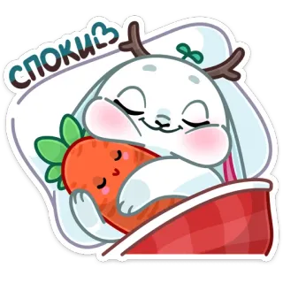 😴 СПОКИЧ coelho, coelhinho, dormindo, cenoura, fofo, desenho animado telegram sticker