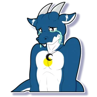 😢 Drache, Furry, Anthro, Weinend, Traurig, Tränen, Cartoon telegram sticker