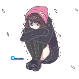 😞 mourner Anime Mädchen, traurig, niedlich, rosa Mütze, Trauernde telegram sticker