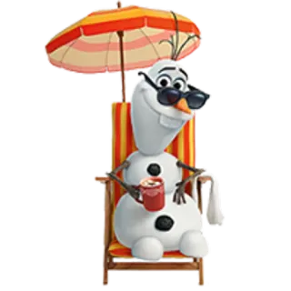 ⛄ Olaf Frozen Olaf, snowman, beach, summer, Frozen, sunglasses telegram sticker
